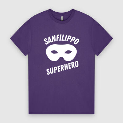 Adults Sanfilippo Superhero Purple Tee Adults Sanfilippo Superhero Purple Tee Thumbnail